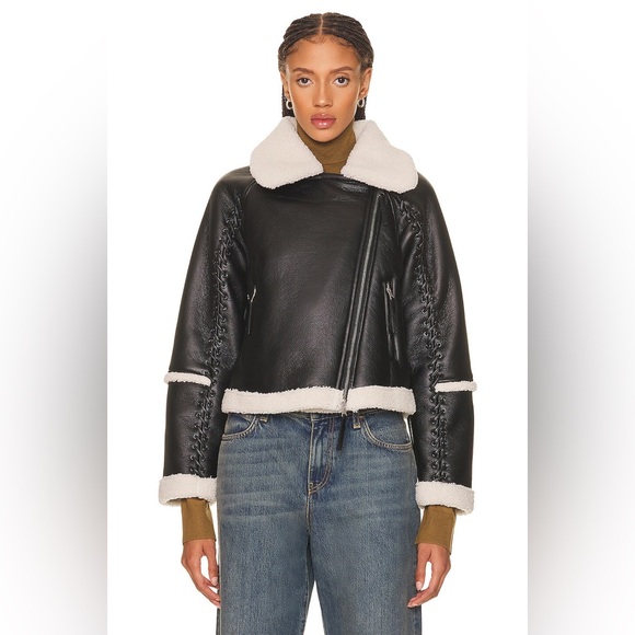 Jonathan Simhkai Corrine Vegan Sherpa Moto Jacket - Picture 3 of 16